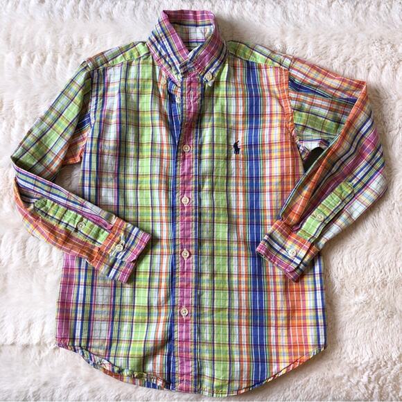 Ralph Lauren multicolor plaid long sleeve button down shirt size 4T - Picture 1 of 8